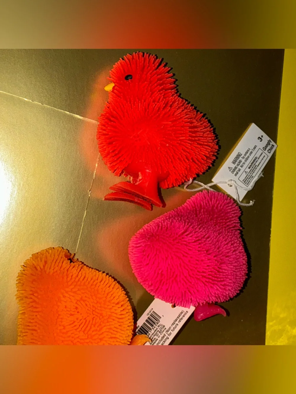 Cute Puffer Chick Rubber Toy Red, Pink, Orange